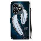 For Tecno Spark GO 2024 / 20C / Pop 8 Crystal Texture Colored Drawing Leather Phone Case(White Butterfly Feathers) - 3