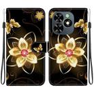 For Tecno Spark GO 2024 / 20C / Pop 8 Crystal Texture Colored Drawing Leather Phone Case(Gold Flower) - 1