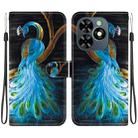 For Tecno Spark GO 2024 / 20C / Pop 8 Crystal Texture Colored Drawing Leather Phone Case(Peacock) - 1