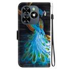 For Tecno Spark GO 2024 / 20C / Pop 8 Crystal Texture Colored Drawing Leather Phone Case(Peacock) - 3