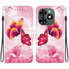 For Tecno Spark GO 2024 / 20C / Pop 8 Crystal Texture Colored Drawing Leather Phone Case(Pink Butterflies) - 1