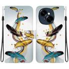 For Tecno Spark GO 1 / Pop 9 Pro Crystal Texture Colored Drawing Leather Phone Case(Gold Butterfly Feathers) - 1