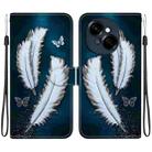 For Tecno Spark GO 1 / Pop 9 Pro Crystal Texture Colored Drawing Leather Phone Case(White Butterfly Feathers) - 1