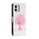 For iPhone 12 mini 3D Painted Pattern Horizontal Flip Leather Case with Holder & Card Slots & Photo Frame & Wallet(Pink Tree) - 3