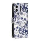 For iPhone 12 / 12 Pro 3D Painted Pattern Horizontal Flip Leather Case with Holder & Card Slots & Photo Frame & Wallet(Skull Flower) - 3