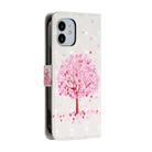 For iPhone 12 / 12 Pro 3D Painted Pattern Horizontal Flip Leather Case with Holder & Card Slots & Photo Frame & Wallet(Pink Tree) - 3