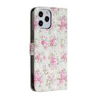 For iPhone 12 Pro Max 3D Painted Pattern Horizontal Flip Leather Case with Holder & Card Slots & Photo Frame & Wallet(Rose Flower) - 3