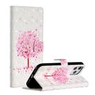 For iPhone 12 Pro Max 3D Painted Pattern Horizontal Flip Leather Case with Holder & Card Slots & Photo Frame & Wallet(Pink Tree) - 1