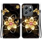 For Infinix Hot 40 / 40 Pro Crystal Texture Colored Drawing Leather Phone Case(Gold Flower) - 1