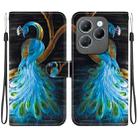 For Infinix Hot 40 / 40 Pro Crystal Texture Colored Drawing Leather Phone Case(Peacock) - 1
