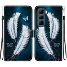 For Infinix Hot 50 5G Crystal Texture Colored Drawing Leather Phone Case(White Butterfly Feathers) - 1