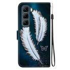 For Infinix Hot 50 5G Crystal Texture Colored Drawing Leather Phone Case(White Butterfly Feathers) - 3