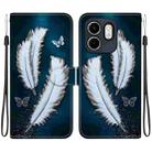 For Infinix Hot 50i / Smart 9 Crystal Texture Colored Drawing Leather Phone Case(White Butterfly Feathers) - 1