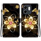 For Infinix Hot 50i / Smart 9 Crystal Texture Colored Drawing Leather Phone Case(Gold Flower) - 1