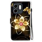 For Infinix Hot 50i / Smart 9 Crystal Texture Colored Drawing Leather Phone Case(Gold Flower) - 3