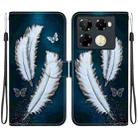 For Infinix Note 40 Pro 4G / 5G / Pro+ Crystal Texture Colored Drawing Leather Phone Case(White Butterfly Feathers) - 1