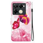 For Infinix Note 40 Pro 4G / 5G / Pro+ Crystal Texture Colored Drawing Leather Phone Case(Pink Butterflies) - 3