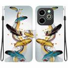 For Infinix Smart 8 / HD / Hot 40i Crystal Texture Colored Drawing Leather Phone Case(Gold Butterfly Feathers) - 1