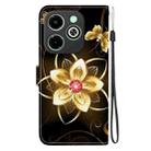 For Infinix Smart 8 / HD / Hot 40i Crystal Texture Colored Drawing Leather Phone Case(Gold Flower) - 3