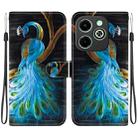 For Infinix Smart 8 / HD / Hot 40i Crystal Texture Colored Drawing Leather Phone Case(Peacock) - 1