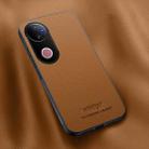 For vivo V50 HUIYI Leather Magnetic Phone Case(Brown) - 1