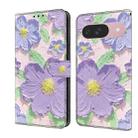 For Google Pixel 9 / 9 Pro Fresh Painted Leather Phone Case(Oil Painting Purple Flowers) - 1