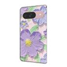 For Google Pixel 9 / 9 Pro Fresh Painted Leather Phone Case(Oil Painting Purple Flowers) - 3