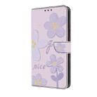 For Google Pixel 9 Pro XL Fresh Painted Leather Phone Case(Dark Purple Flowers) - 2