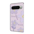 For Google Pixel 9 Pro XL Fresh Painted Leather Phone Case(Dark Purple Flowers) - 3