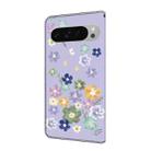 For Google Pixel 9 Pro XL Fresh Painted Leather Phone Case(Purple Floral) - 3