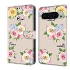 For Google Pixel 9 Pro XL Fresh Painted Leather Phone Case(Colored Flowers) - 1