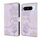 For Google Pixel 8 Pro Fresh Painted Leather Phone Case(Dark Purple Flowers) - 1