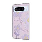 For Google Pixel 8 Pro Fresh Painted Leather Phone Case(Dark Purple Flowers) - 3