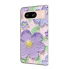 For Google Pixel 8 Fresh Painted Leather Phone Case(Oil Painting Purple Flowers) - 3