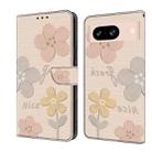 For Google Pixel 8 Fresh Painted Leather Phone Case(Beige Flowers) - 1