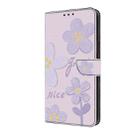 For Google Pixel 8 Fresh Painted Leather Phone Case(Dark Purple Flowers) - 2