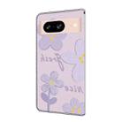 For Google Pixel 8 Fresh Painted Leather Phone Case(Dark Purple Flowers) - 3