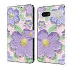 For Google Pixel 7a Fresh Painted Leather Phone Case(Oil Painting Purple Flowers) - 1