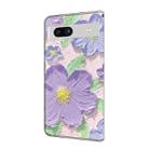 For Google Pixel 7a Fresh Painted Leather Phone Case(Oil Painting Purple Flowers) - 3