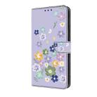 For Google Pixel 7a Fresh Painted Leather Phone Case(Purple Floral) - 2