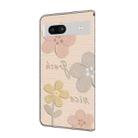 For Google Pixel 7 Fresh Painted Leather Phone Case(Beige Flowers) - 2