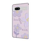 For Google Pixel 7 Fresh Painted Leather Phone Case(Dark Purple Flowers) - 3