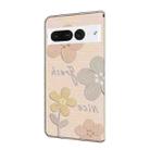 For Google Pixel 7 Pro Fresh Painted Leather Phone Case(Beige Flowers) - 3