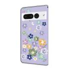 For Google Pixel 7 Pro Fresh Painted Leather Phone Case(Purple Floral) - 3