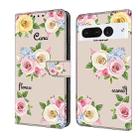 For Google Pixel 7 Pro Fresh Painted Leather Phone Case(Colored Flowers) - 1