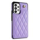 For Samsung Galaxy A52 4G / 5G / A52s 5G Rhombic Dual Buckle Card Slots Phone Case with Lanyard(Purple) - 2