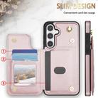 For Samsung Galaxy A54 5G Rhombic Dual Buckle Card Slots Phone Case with Lanyard(Rose Gold) - 2