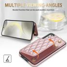 For Samsung Galaxy A54 5G Rhombic Dual Buckle Card Slots Phone Case with Lanyard(Rose Gold) - 3