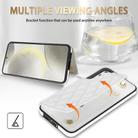 For Samsung Galaxy A14 4G / 5G Rhombic Dual Buckle Card Slots Phone Case with Lanyard(White) - 3