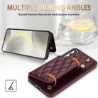 For Samsung Galaxy A16 4G / 5G Rhombic Dual Buckle Card Slots Phone Case with Lanyard(Wine Red) - 3